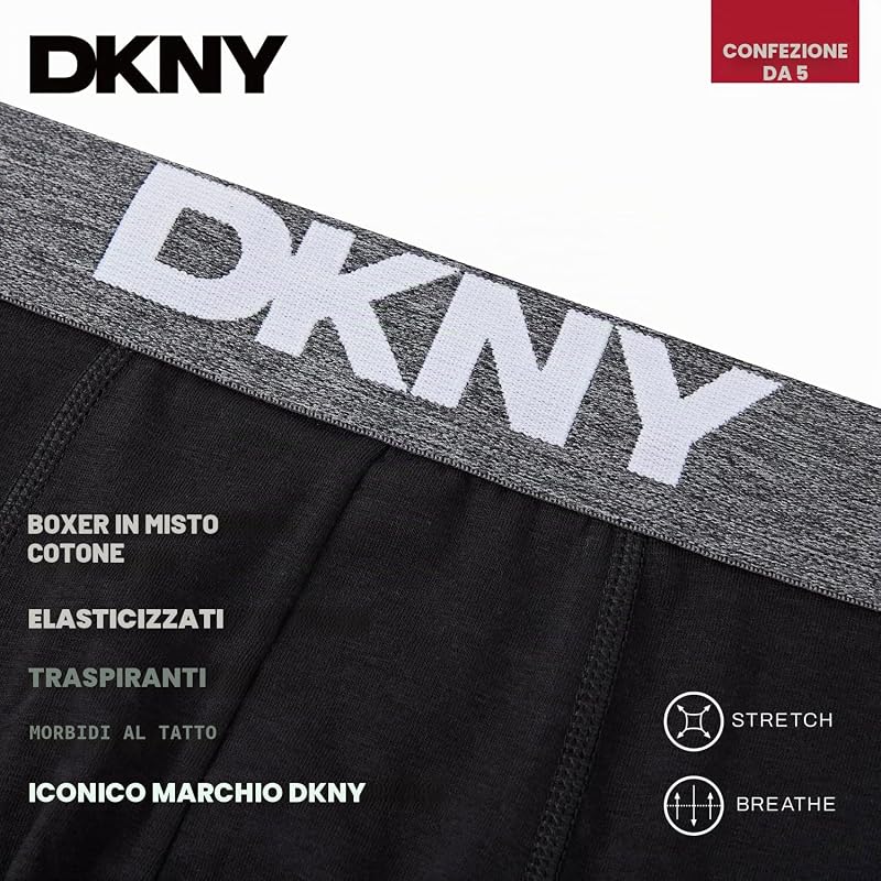 Uomo, Boxers, Nero, Confezione da 5, XL