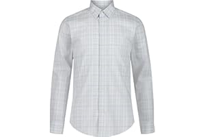Calvin Klein Boys' Long Sleeve Patterned Dress Shirt, Button-Down Style with Cuffs & Shirttail Hem