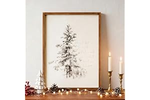 Ronasip Vintage Framed Christian Wall Art - Sketch Pine Trees Biblical Painting With Scripture 'Glory To God In The Highest' -Rustic Wall Sign, Winter Scene Wall Art Decor, Home Decor (16"x24", Brown)