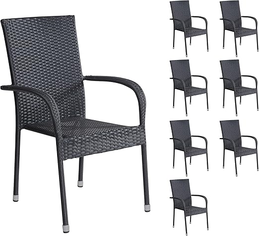 8er Set Stapelstuhle Armlehnstuhle Gartenstuhle In Schwarz Mit Armlehnen Exkl Auflage Stapelbar Fur Garten Terrasse Balkon Oder Bistro Gartenmobel Stuhle Terrassenstuhl Balkonstuhl Stuhl Gastro Amazon De Kuche Haushalt