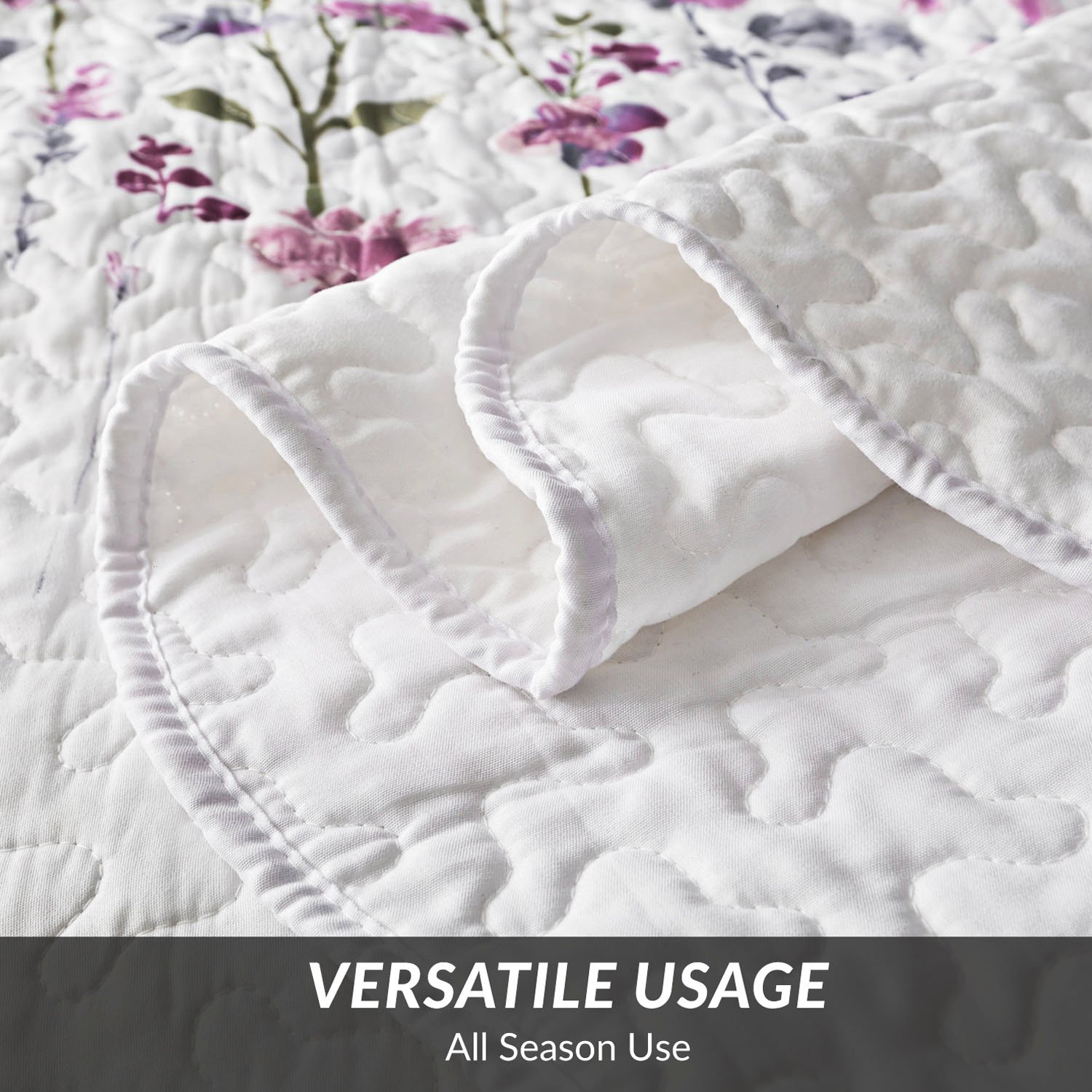 Bedsure Copriletto Trapuntato Floreale Stampato 240x260cm - Trapunta copriletto Microfibra Leggera con Motivo Floreale