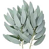PATIKIL 5.9 Inch Artificial Willow Leaves, 40 Pieces Fake Willow Greenery Garland Stems Faux Silk for Wedding Bouquets Wreaths Decor, Grey Green