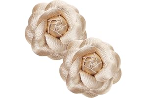 Hemobllo 2pcs Gold Fabric Flower Shoe Clips with Satin Ribbon, Detachable Shoe Charms for Women’s Pumps and