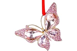 WaaHome Pink Butterfly Christmas Ornaments 2025 - Beautiful Metal Monarch Butterfly Keepsake Ornament for Christmas Tree Decorations Gifts for Women Girls Mom Sisters