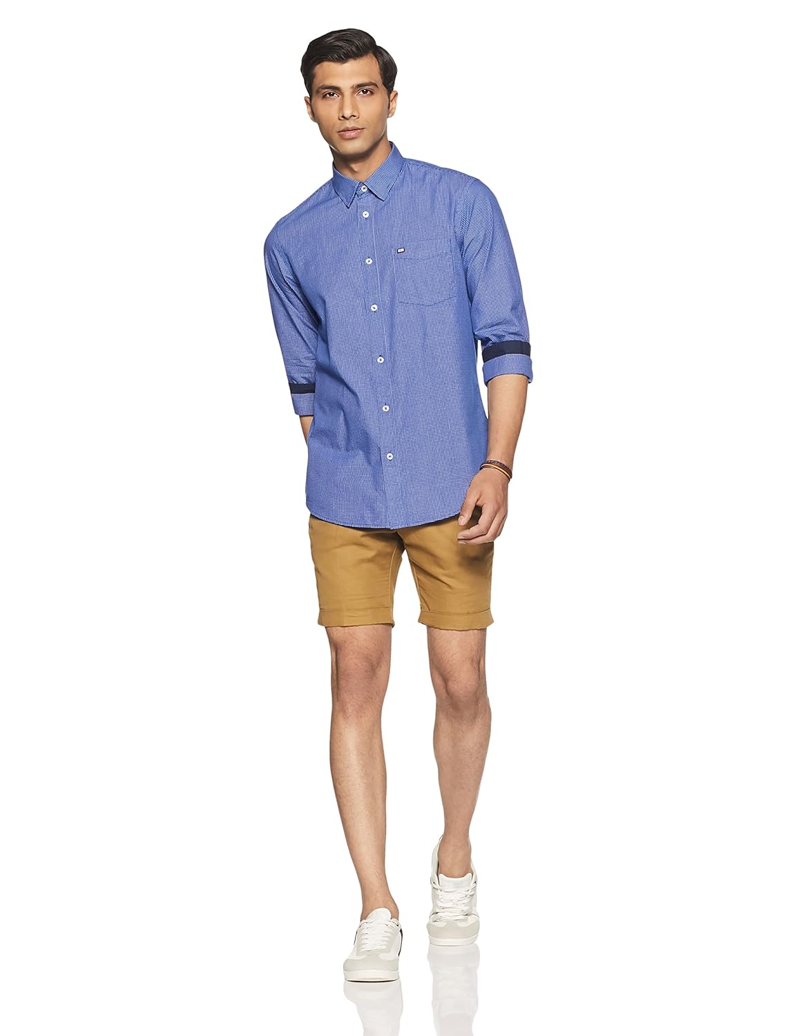 arrow sports men's checkered slim fit cotton casual shirt