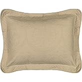 Historic Charleston King Charles Modern Farmhouse Floral Matelasse Decorative Pillowcase, 100% Cotton Breathable Bedding, King Sham (20" x 36"), Birch