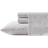 Nautica - Twin XL Sheet Set, Breathable & Cooling Microfiber Bedding with Matching Sham(s), Wrinkle Resistant Bed Set (J-Class Boat Stripe Grey, Twin XL)