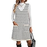 Zeagoo Women's Sweater Vest Dresses for Women 2026 V Neck Sleeveless Knit Pullover Sweater with Pockets Fall Winter Outfits