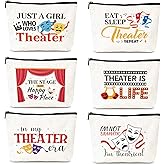 Luvsweets Theater Gifts Makeup Bags - 6Pcs Musical Theater Cosmetic Bags with Zipper, Funny Broaddway Theatre Gifts for Women Theatre Lovers Actors, Birthday Christmas Valentine Mother's Day Presents