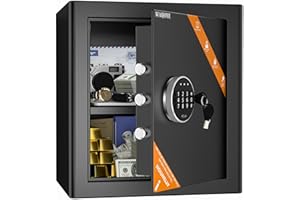WASJOYE Security Cabinet Safe Box, Home Safes Box with Digital Keypad Safety Key Lock, Fireproof Safe for Home Business Office Hotel Money Document Jewelry Medicine Passport Watch Storage 2.0 Cu Ft
