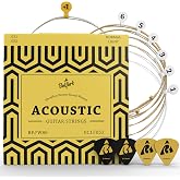 BELFORT Acoustic Guitar Strings &ndash; Phosphor Bronze 6-String Set | Incl: 4 picks + 1 high E-string &amp; eBook. Warm tone, premium acoustic strings.