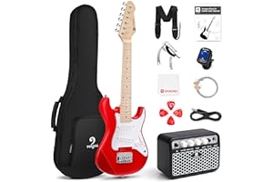 Kids Electric Guitar Vangoa 30 Inch Electric Guitar for Kids Beginner Kit for Boys Girls with Amp, Bag, Strap, Extra Strings,