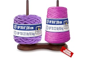 BARVA Double Yarn Holder 44 Lb Total Capacity for Chunky Yarn | Dual Bearing Spinners & Big Rubber Anti Slip Pads for Max Stability | European Wood Crochet Accessories & Pro Tools for Fiber Crafts