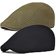 FEINION Men Cotton Newsboy Cap Soft Fit Cabbie Hat