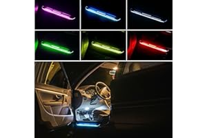 H C HIPPO CREATION 4Pcs Car Door Pedal Light - Easy Magnetic Installation, Wireless LED Lights, Auto-Sensing, IP67 Waterproof, Rechargeable, 7 Color Options - Bling Your Car Door Sill with Hippo Creation