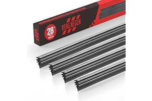 BERG REGEN 28 inch Frameless Adjustable Size of Universal 4 PCs Refills Replacement Windshield Wiper Refills Replacement for Tesla,Toyota,Hyundai,Honda Front & Rear Windshield Wiper Baldes Rubber Strips