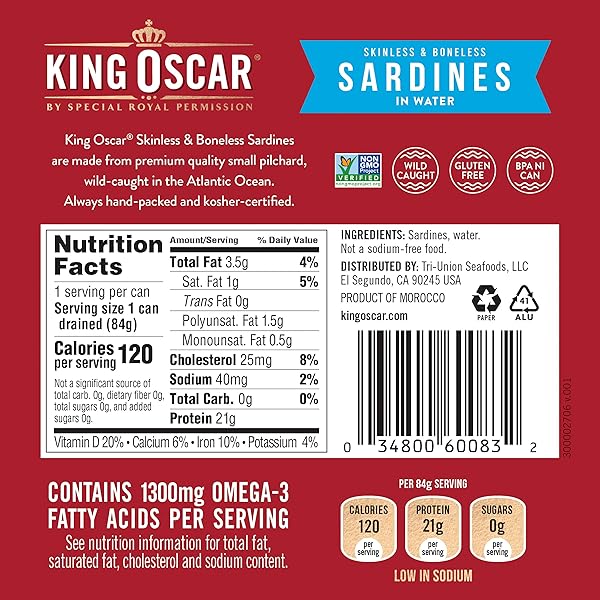 KING OSCAR SKINLESS & BONELESS SARDINES IN WATER