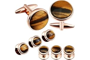 HAWSON Cufflinks and Tuxedo Studs Set for Men with Gift Box, Mother-of-Pearl Cuff links for French Cuff Shirt and Dress Shirt, Suitable for Wedding, Birthday, Party