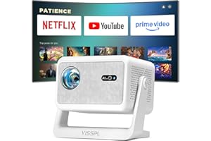 VISSPL 【Compatible with Netflix& 1800ANSI】Smart Projector with WiFi and Bluetooth, Auto Focus & Keystone Protable 4K Projector with Stand,Outdoor Home Theater Projector