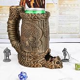 AUSPDICE DND Dice Tower &ndash; Hand-Painted Dice Rolling Tower for Tabletop RPGs | Gothic Dice Storage, Pen Organizer, and Beverage Holder for Dungeons and Dragons TTRPG Games (RF286C Skull Cup Bronze)