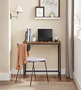 VASAGLE Office Desk Table Workstation 80 x 50 x 75 cm Black Rustic Brown view 2