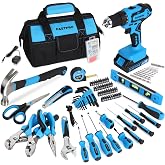 FASTPRO Home Tool Set with Drill, Household Repairing Tool Kit, Blue | 20V Cordless Drill, Home tool kit with 12-inch wide-mouth tool bag, For Beginners, Gift-Worthy, 232-Piece