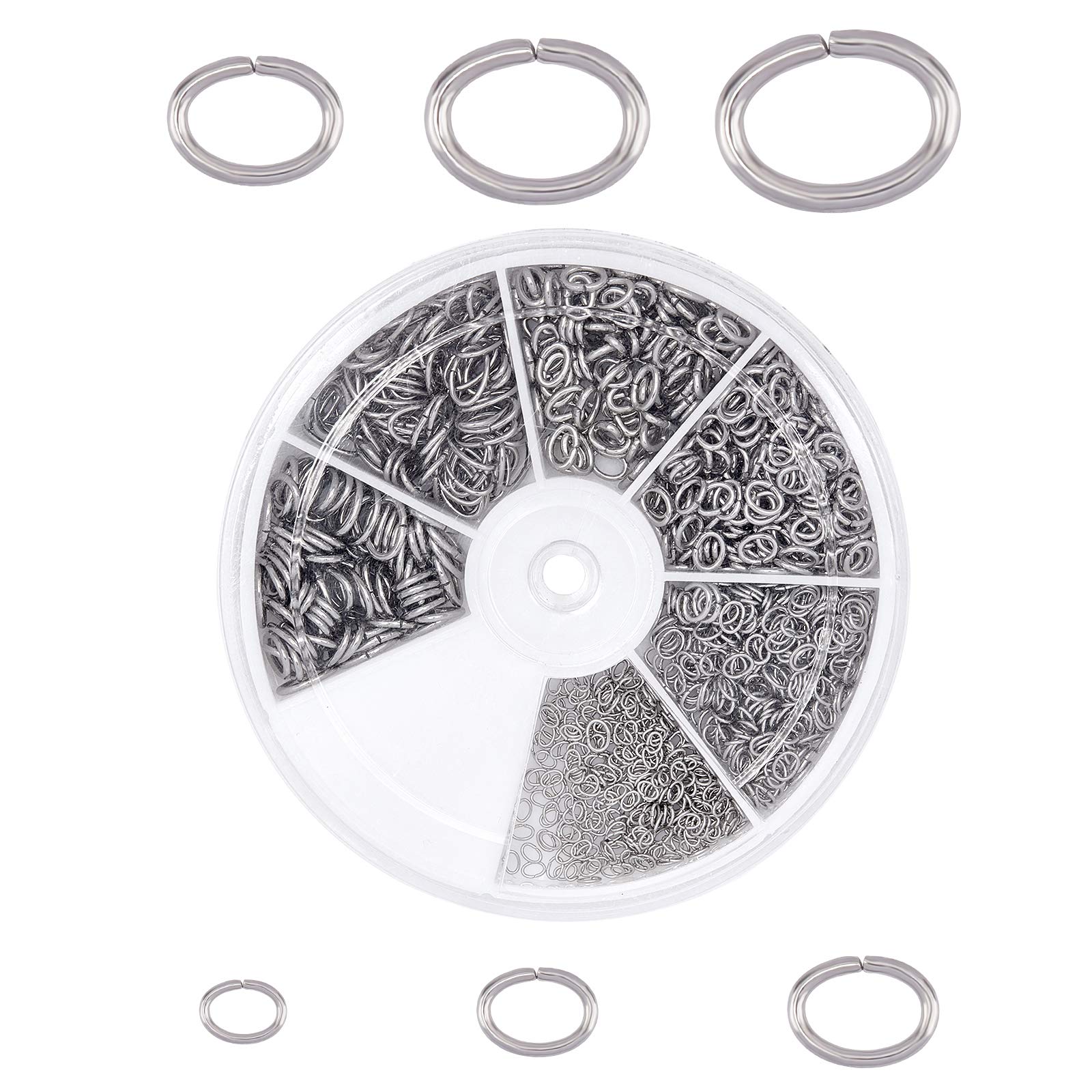 UNICRAFTALE 6 Sizes About 600pcs Oval Close but Unsoldered Jumps Rings 18-26 Gauge O Rings 304 Stainless Steel Jump Rings Connectors for DIY Jewelry Making Stainless Steel Color
