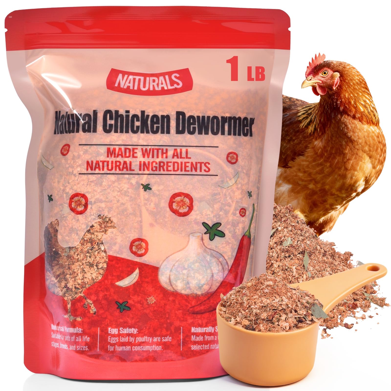 Naturals Armor Chicken Dewormer Powder, Chili Mix Wormer for Flock Poultry