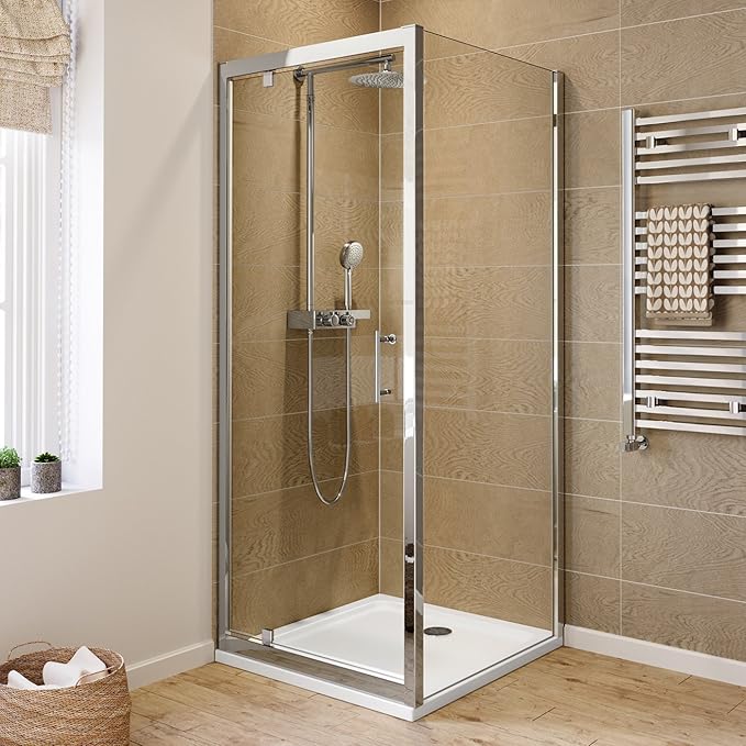 iBathUK 900 x 900 Pivot Hinge 6mm Glass Shower Enclosure Reversible