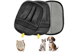 AIWOJIUJIU 2 Pcs 2025 Pro Five-Finger Pet Hair Removal Glove - Advanced Pet Hair Removal Tool for Dogs & Cats, Electrostatic Gloves Pet Hair, Washable Hair Remover for Cloth, Couch, Carpet, Curtain (Black, L)