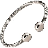 MAGNETJEWELRYSTORE Twisted Stainless Steel Magnetic Therapy Bracelet High Power Magnets, For Men and Women, Adjustable Bangle