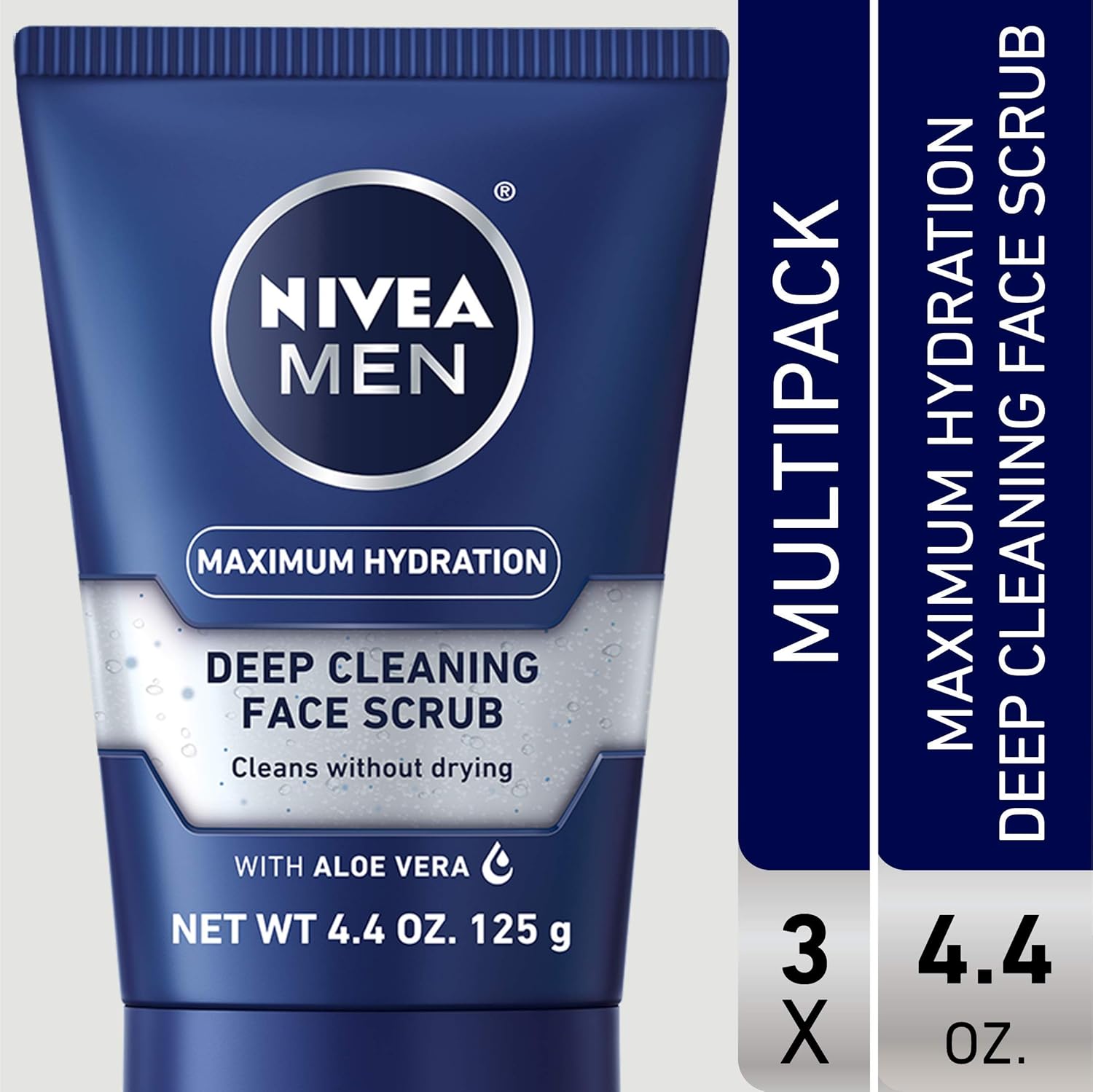 Nivea Men Maximum Hydration Deep Cleaning Face Scrub - Cleans without drying, contains Pro-vitamins - 4.4 oz Tube, Pack of 3: Beauty