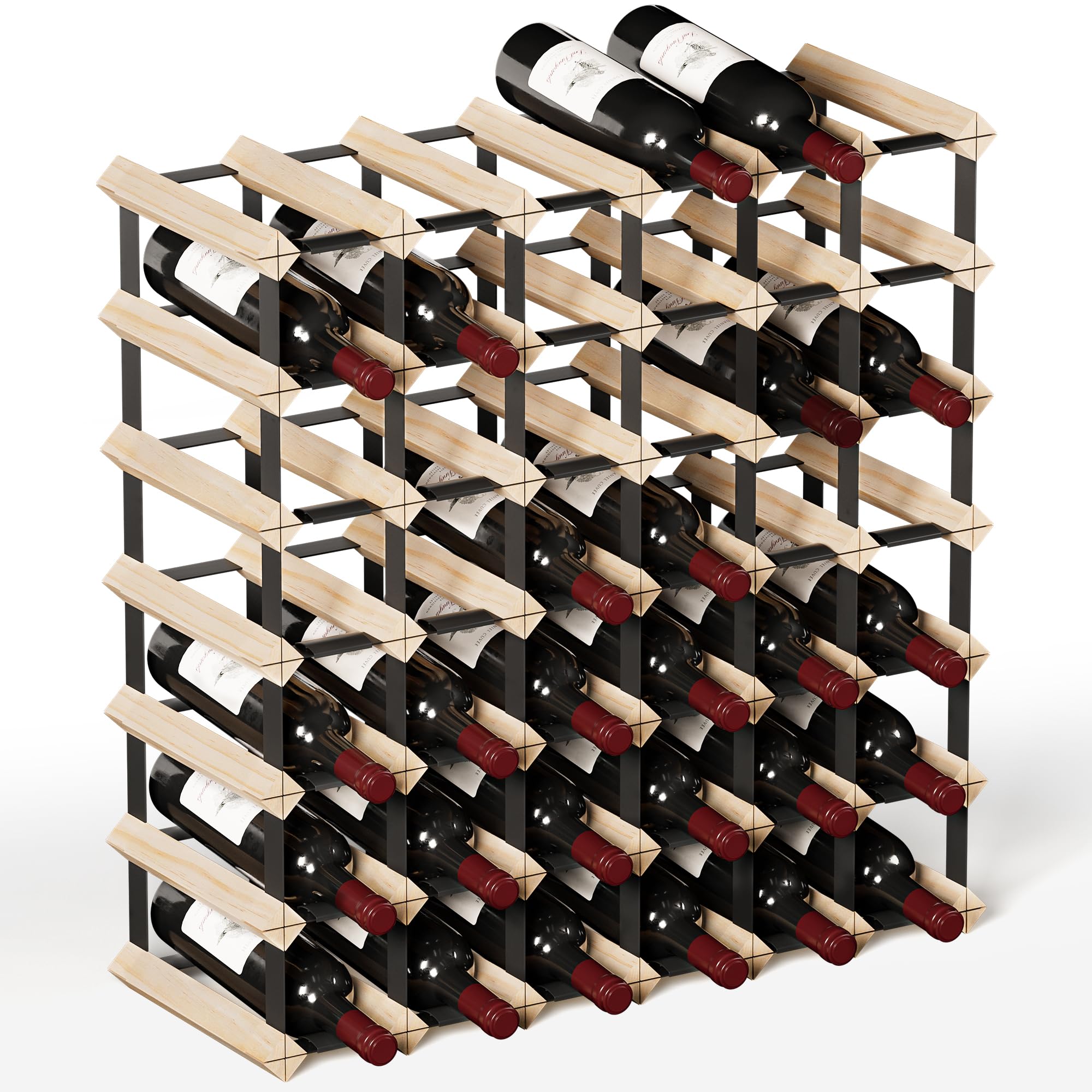 Urban Deco Wooden Wine Rack Countertop- Stylish Wine Racks for Cabinets, Perfect for Organizing and Displaying Your Wine Collection, Durable & Space-Saving Wine Storage Solution(42 Bottles) Image