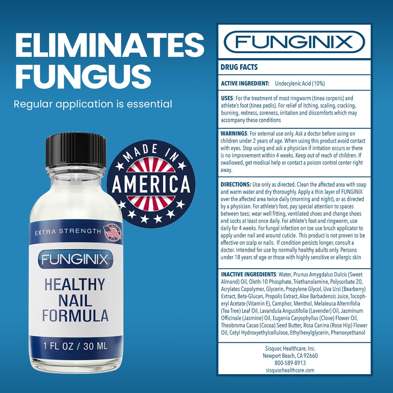 FUNGINIX Toenail Fungus Treatment - Extra Strength - Nail Fungus Treatment & Athlete's Foot Solution - Antifungal Liquid Solution - Made In the USA - 1 Bottle - (Packaging May Vary) - Image 3