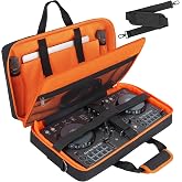 ITHWIU Padded DJ Controller Case Compatible with DDJ FLX4/DJ 400/DDJ REV1, DJ Carrying Bag with 5-Pocket fits up to 15.6'' Laptop, Headphones, Cables, with Adjustable Shoulder Strap, 21.5"x11.8"x2.5"