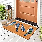 Liora Manne Natura Doormat Non-Slip Natural Fiber Outdoor Mat-Animal, Blue Birds Natural 2' x 3'