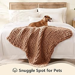 L'AGRATY Chunky Knit Blanket Throw - Soft Chenille