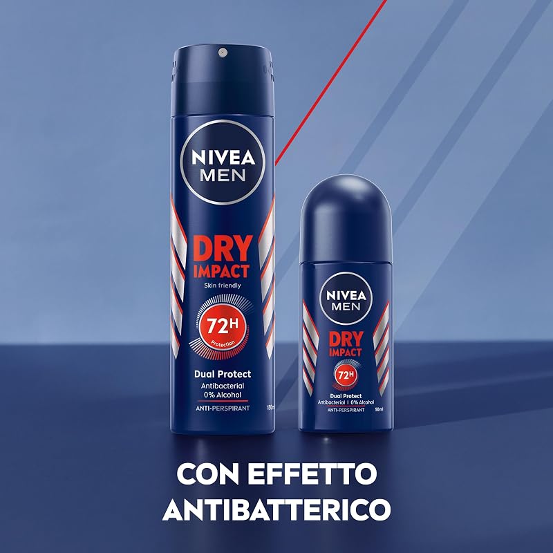 MEN Dry Impact Roll-On Antitraspirante, 6 x 50 ml