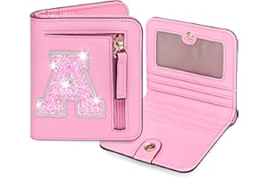 YQE Initial RFID Wallet Small Teen Girl Christmas Gifts Trendy Stuff Women Birthday Graduation Gift Idea for Girls 6 7 8 9 10 11 12 13 14 Year Old Preppy Cute Girly Travel Necessities I Pink A