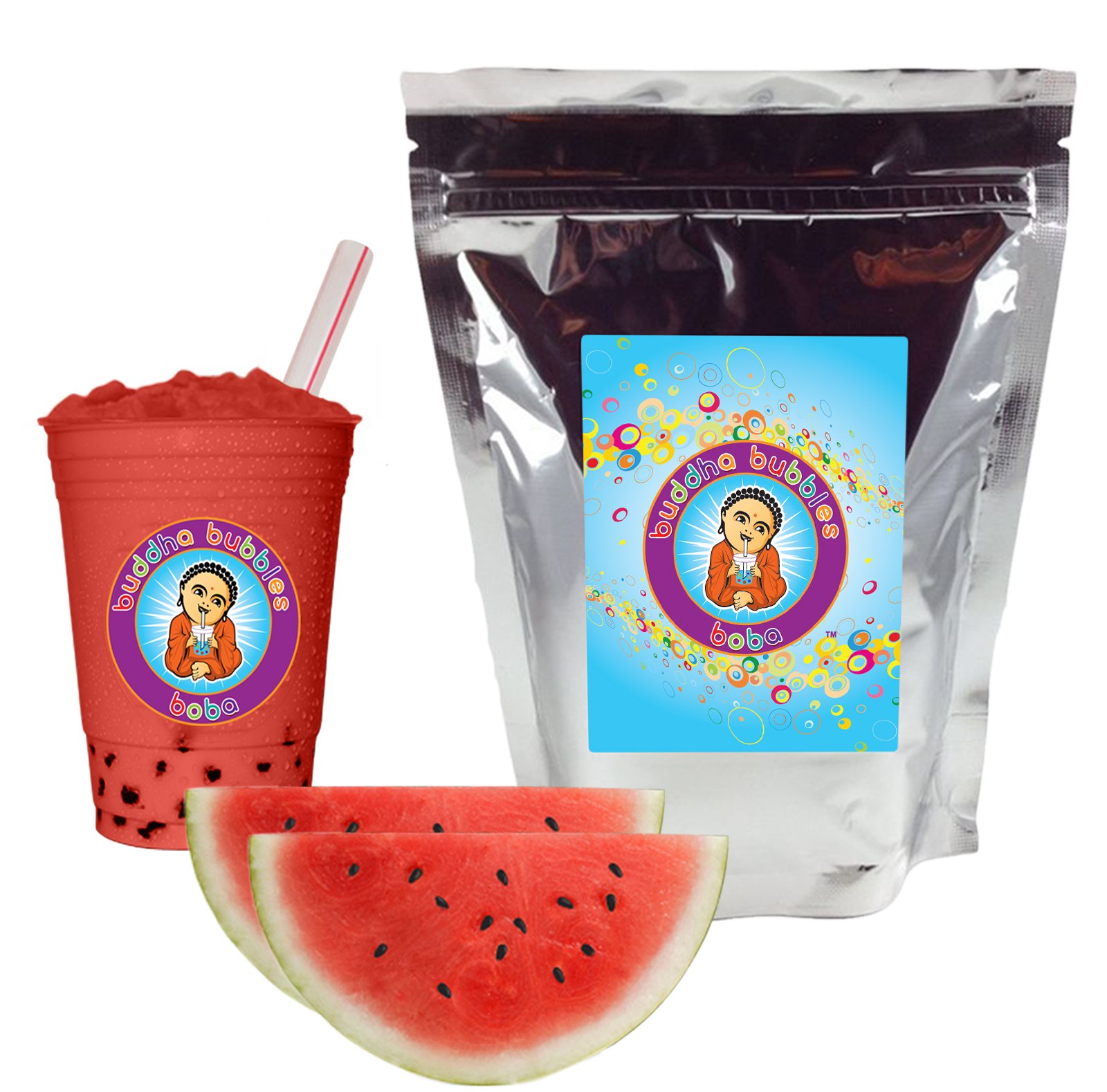 Watermelon Boba / Bubble Tea Drink Mix Powder By Buddha Bubbles Boba 1 Kilo (2.2 Pounds) (1000