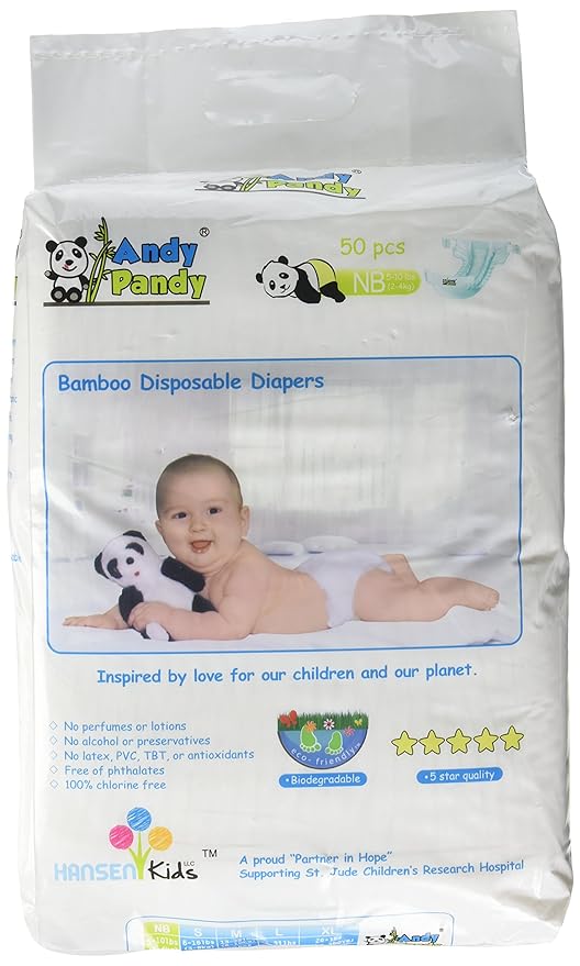 Eco Friendly Premium Bamboo Disposable Diapers by Andy Pandy Newborn