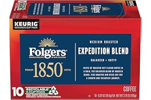 1850 by Folgers Pioneer Blend Medium Roast Coffee, 10 Keurig K-Cup Pods
