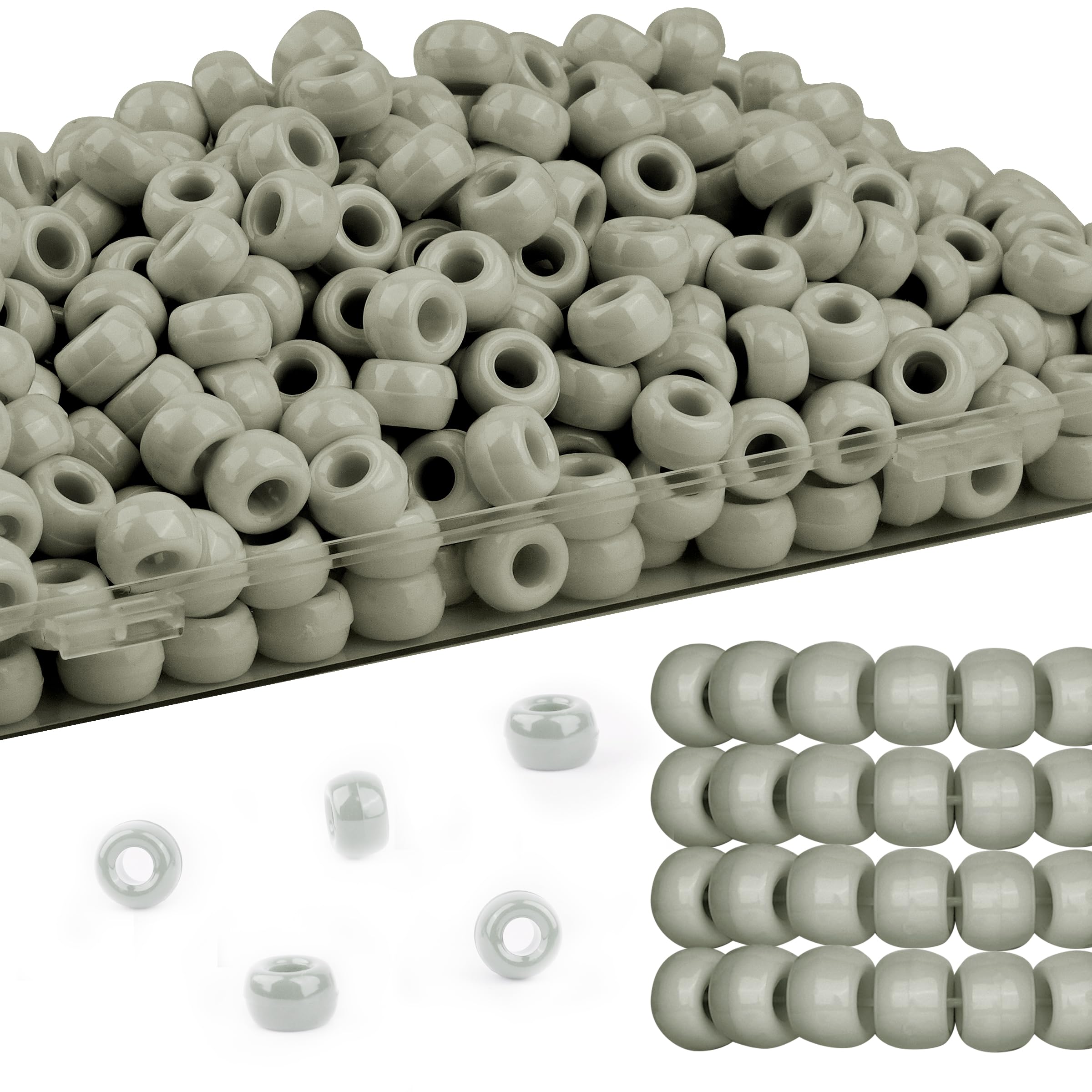 Photo 1 of Deinduser Bulk Pony Beads with Storage Box - Rainbow Pony Beads for Bracelets, Crafts, Hair Accessories, Key Chains & Jewelry Making (300PCS)