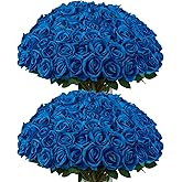 DuHouse 50Pcs Fake Roses Artificial Flowers,Fake Velvet Rose Bulk, Artificial Roses Bouquet with Long Stems for Wedding Party Arrangement Centerpiece Decorations(Royal Blue)