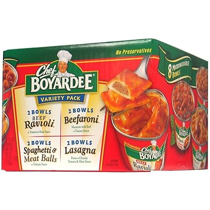 Chef Boyardee - Pack de pasta para microondas, 4 sabores ea ...