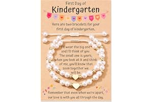 Dabem First Day of Kindergarten/School Gifts, Matching Heart Natural Stone Bracelets for Mother Daughter, Mommy and Me Back to School Gifts for GIrls Teens