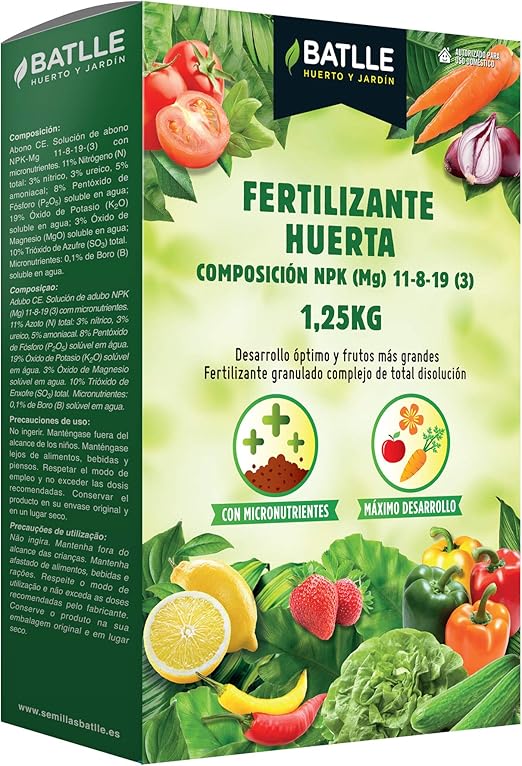 Abonos - Fertilizante Huerta caja 1250g. - Batlle: Amazon.es: Jardín