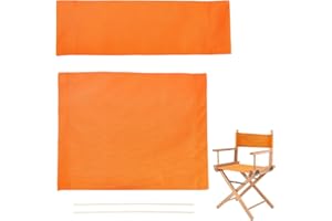 AHANDMAKER 1 Set Chair Replacement Canvas, Orange Casual Directors Chair Cover Kit Replacement Canvas Seat and Back with Wood Stick Easy to Clean for Director Makeup Chair, 18.7x14.96/20.47x6.5 inch