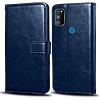 WOW Imagine Samsung Galaxy M30s Flip Case | Premium Leather Finish | Inside TPU with Card Pockets | Wallet Stand | Shock Proof | Magnetic Closure | 360 Degree Complete Protection Flip Cover for Samsung Galaxy M30s - Blue