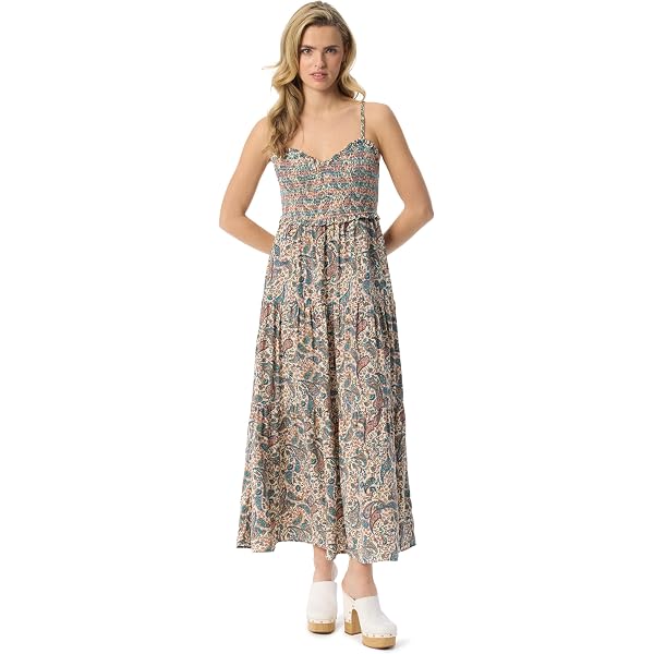Jessica Simpson Women's Clia Sweetheart Neck Spaghettie Strap Maxi Dress  with tie Back Detailing Standard at Amazon Women's Clothing store